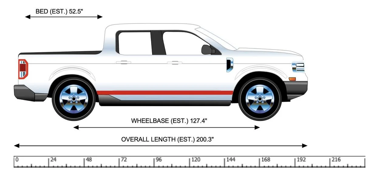 Ford Maverick Maverick estimated dimensions 22328593-995D-46AB-8157-9AA96C13DE27