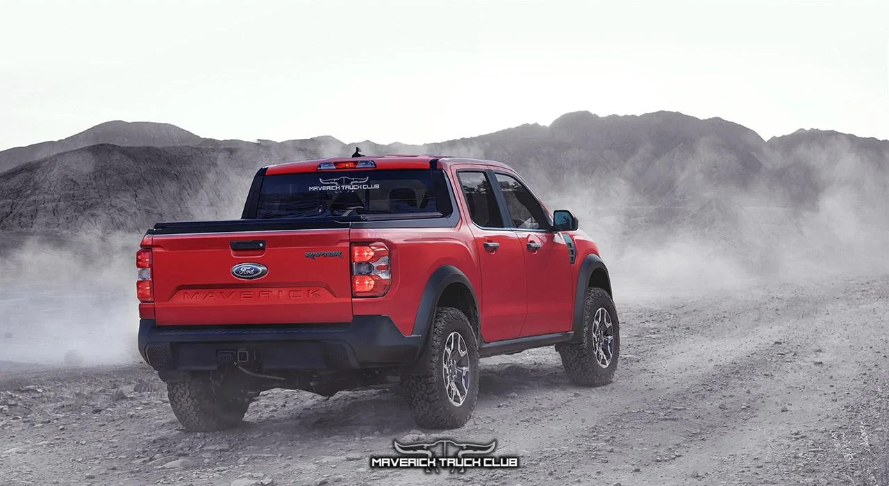 Ford Maverick Maverick Raptor! How We Imagine It Ford-Maverick-raptor-rear-red