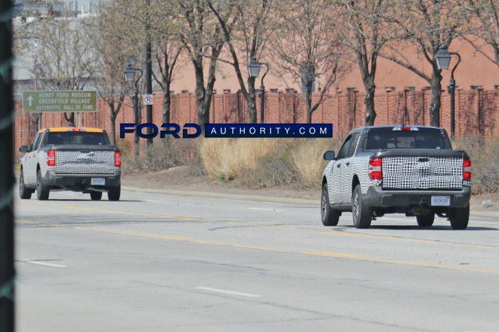 Ford Maverick Ford Maverick Spied Testing Alongside Ranger 2022-Ford-Maverick-Prototype-Spy-Shots-Exterior-April-2021-005-two-Mavericks-rear-three-quarte