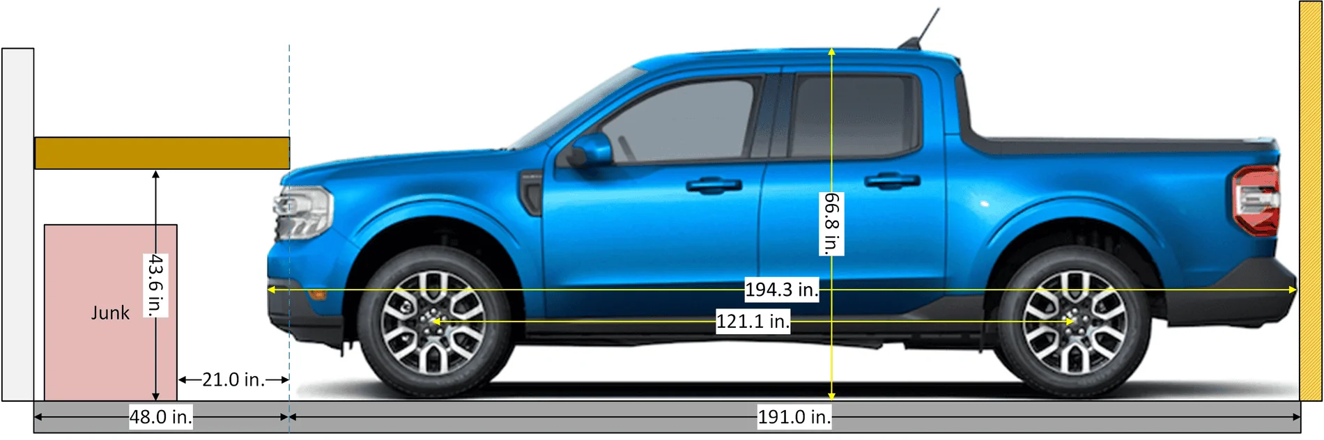 Ford Maverick Actual Maverick Dimensions? Good CAD Drawing? Garage 1