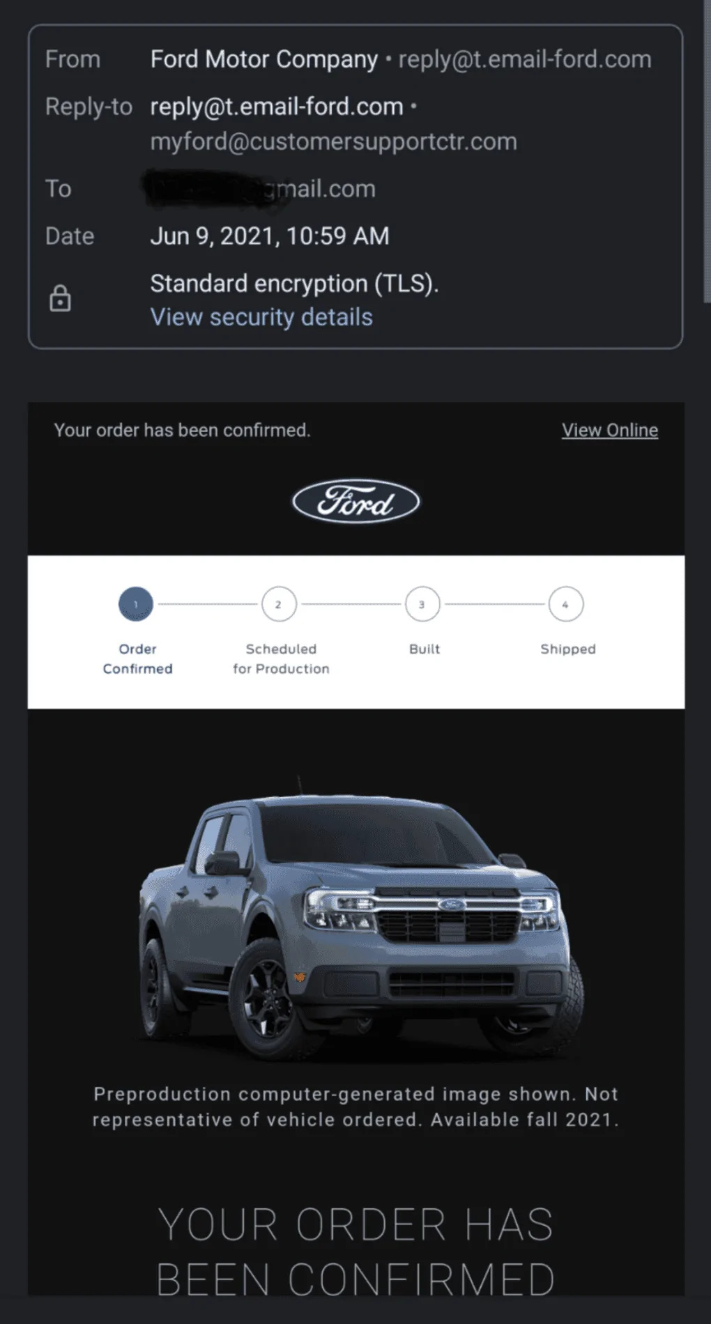 Ford Maverick Confirmation of Ordered Date - when did you receive yours? Screenshot_20210714-202634