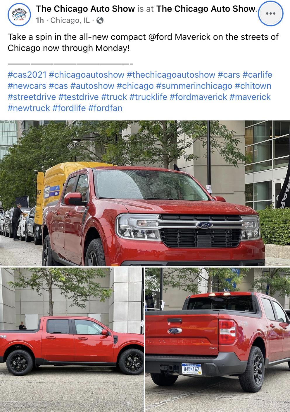 Ford Maverick Test Drive the 2022 Maverick at the Chicago Auto Show! + Hot Pepper Red Maverick Close-Up Screen Shot 2021-07-15 at 12.10.16 PM