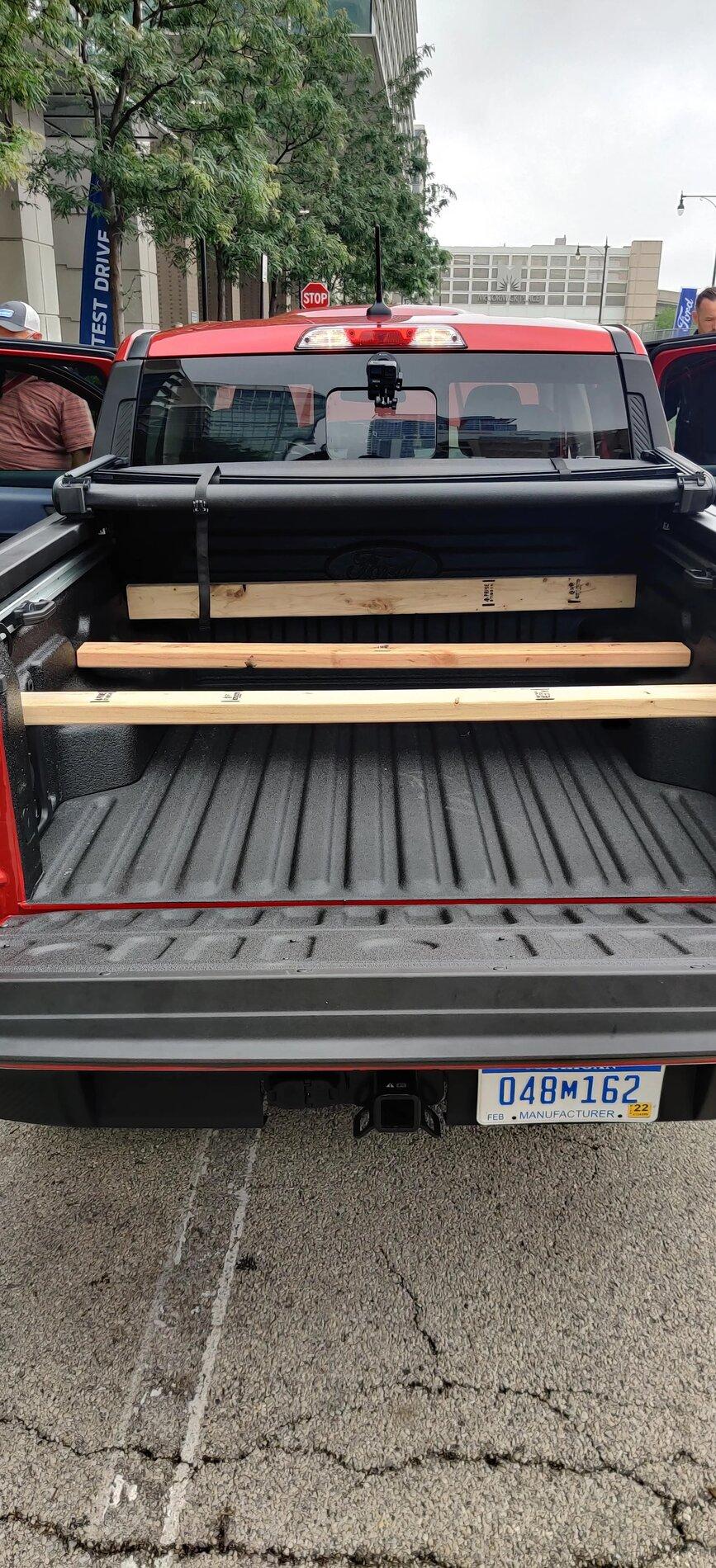 Ford Maverick Chicago Pics: 2022 Maverick Interior, Underhood / Engine, Rear Sliding Window, 4x4 Studs, Spare Tire, Undercarriage, Trailer Brake Controller 2022 Ford Maverick pickup bed 4x4 wood