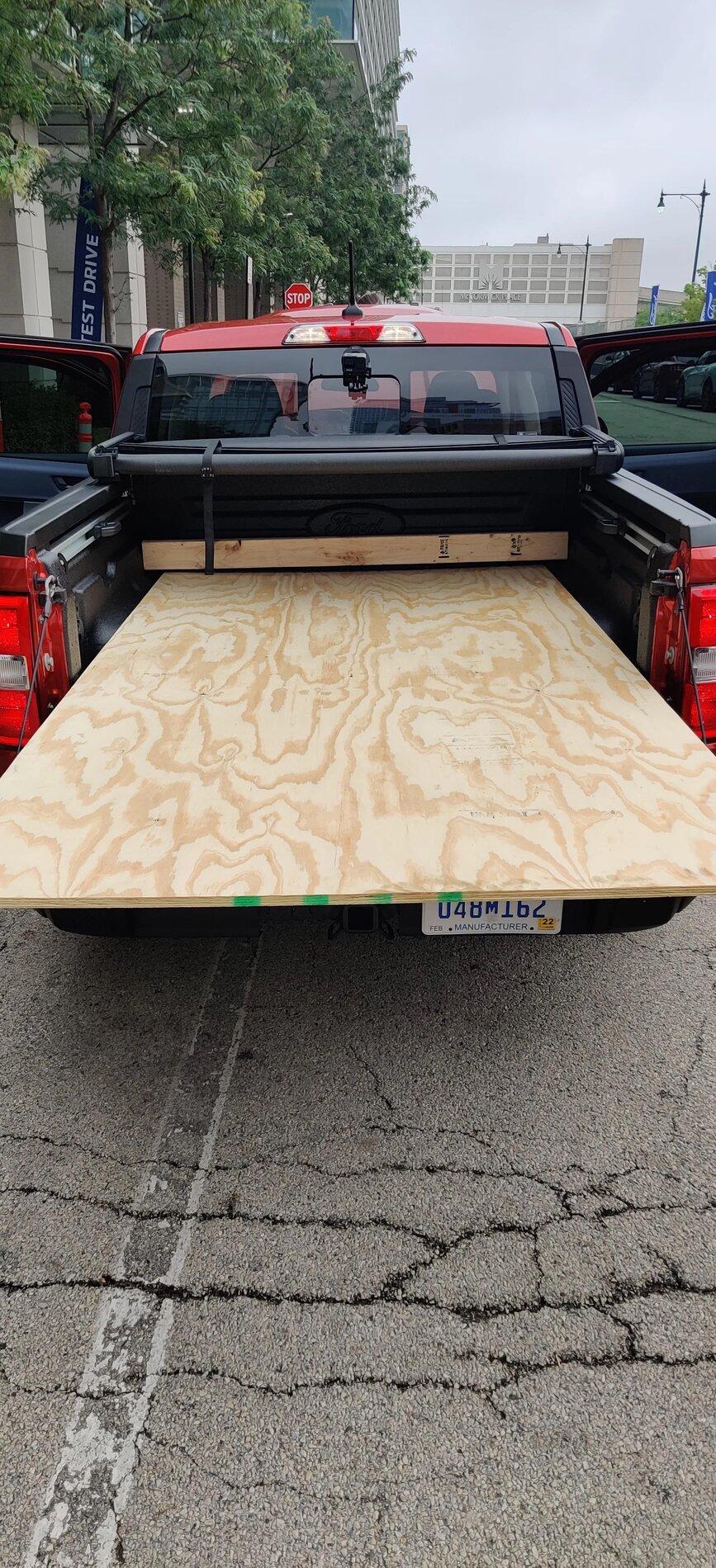 Ford Maverick Chicago Pics: 2022 Maverick Interior, Underhood / Engine, Rear Sliding Window, 4x4 Studs, Spare Tire, Undercarriage, Trailer Brake Controller 2022 Ford Maverick pickup bed 4x4 wood plywood