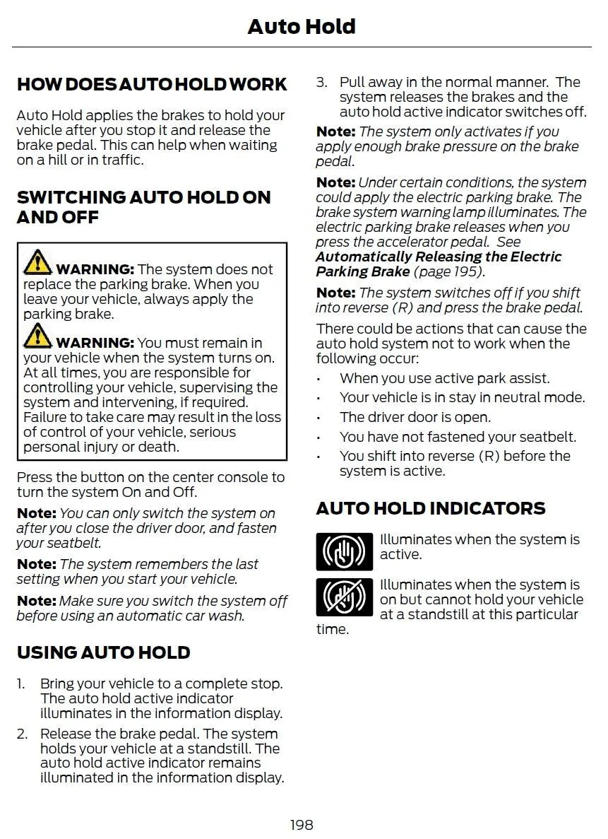 Ford Maverick Auto-Start-Stop hybrid & ecoboost Button - Auto Hold
