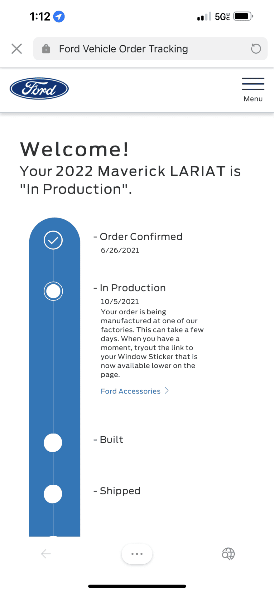 Ford Maverick Anyone with a 10/4 build week getting updates yet? 6DF7B6E9-B387-4372-B47B-D5F89FB89771