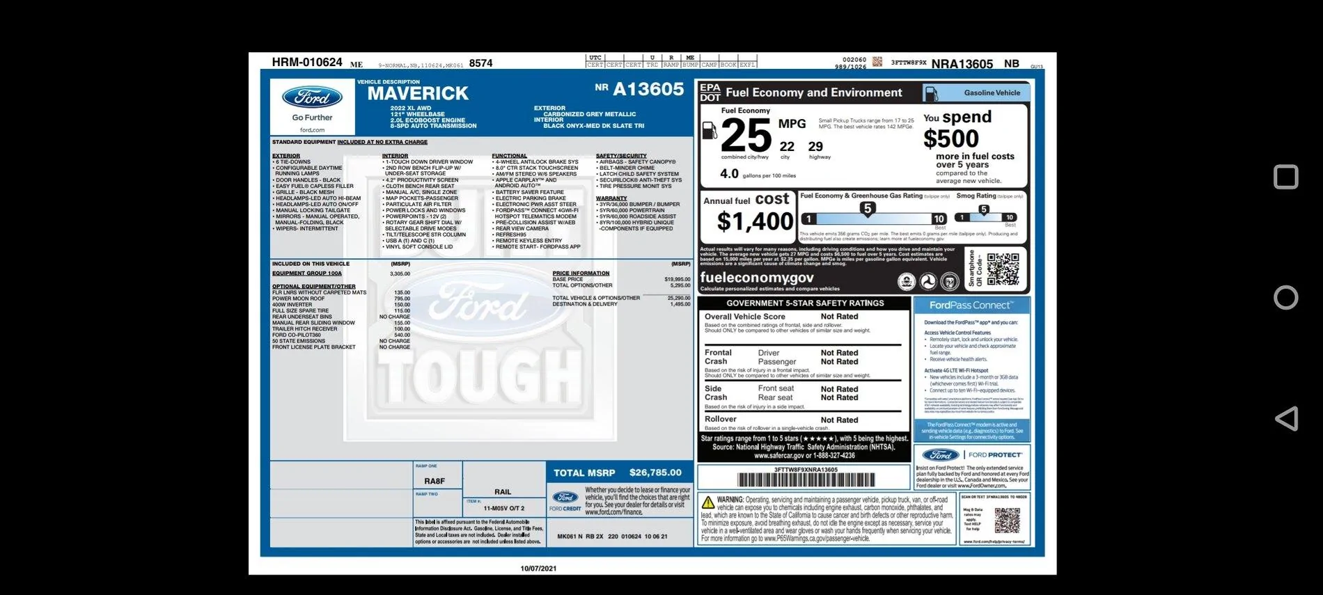 Ford Maverick October builds include stock units Screenshot_20211007-170226