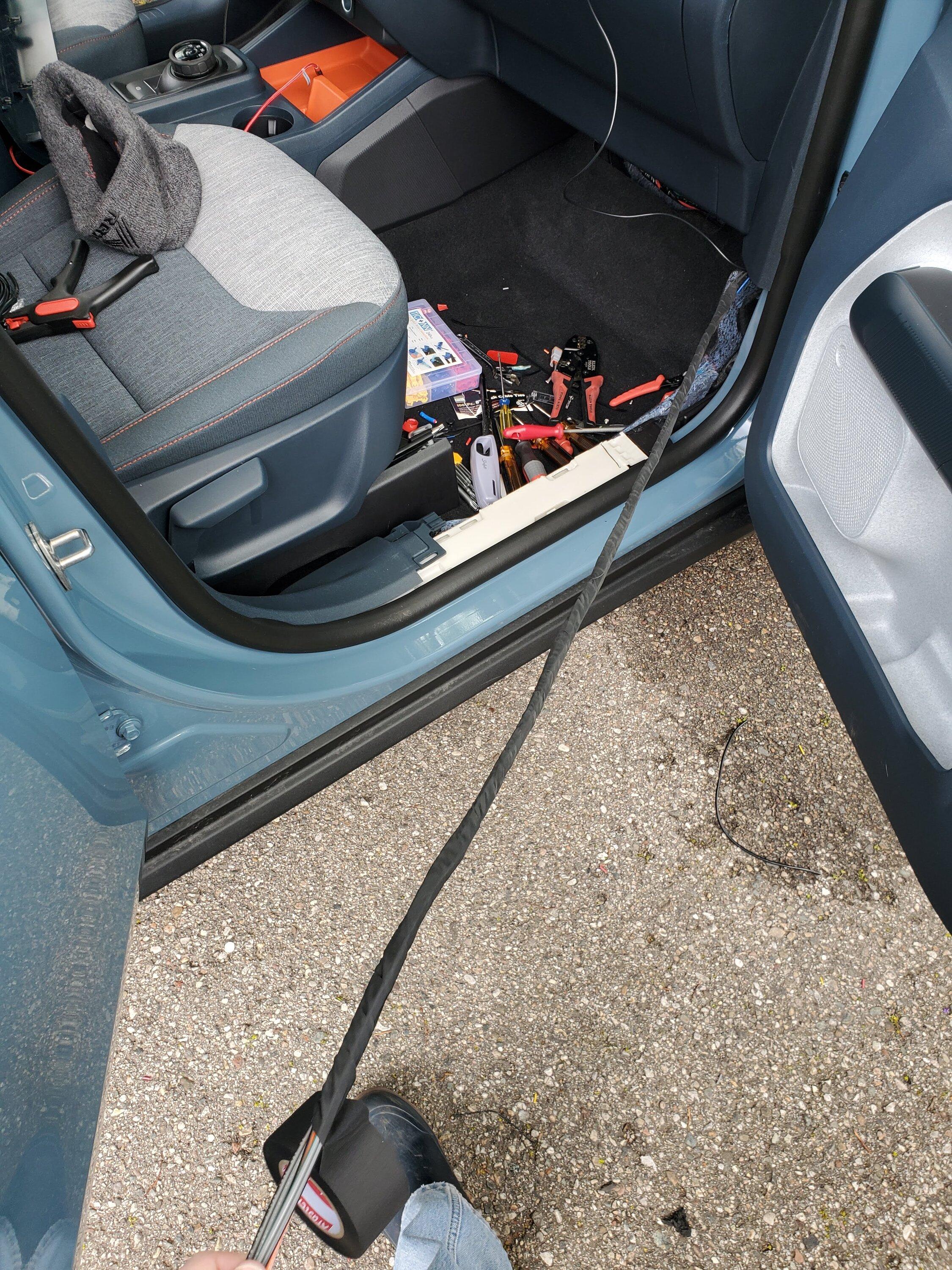 Ford Maverick Another method to mount Kicker Hideaway / amp board to back cabin wall 20230422_115409