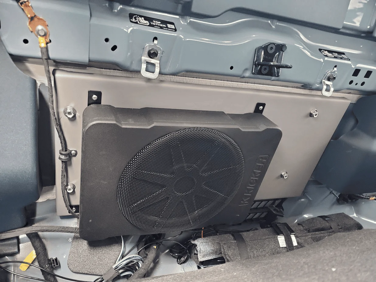 Ford Maverick Another method to mount Kicker Hideaway / amp board to back cabin wall 1682877422339