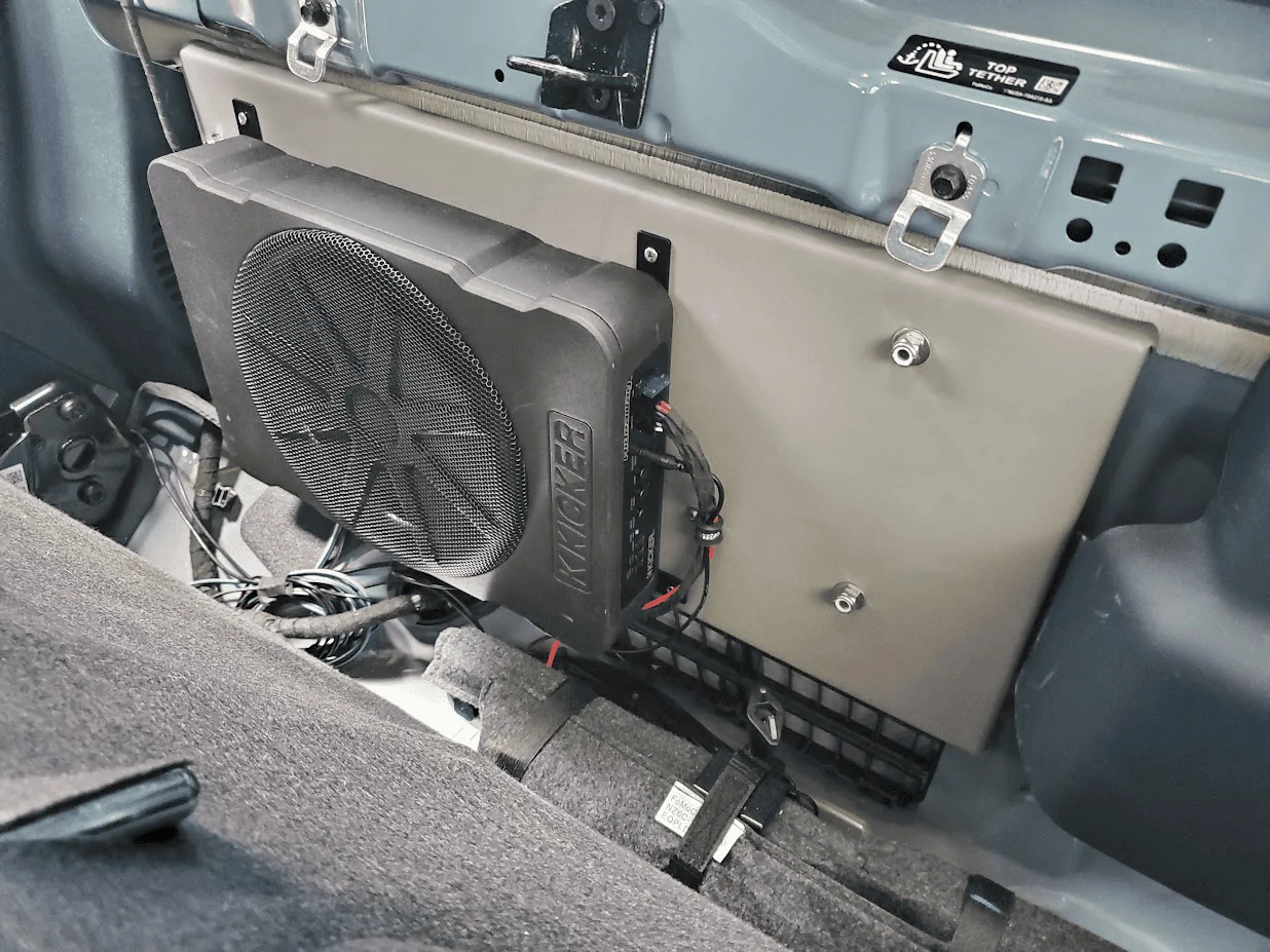 Ford Maverick Another method to mount Kicker Hideaway / amp board to back cabin wall 1682877469415