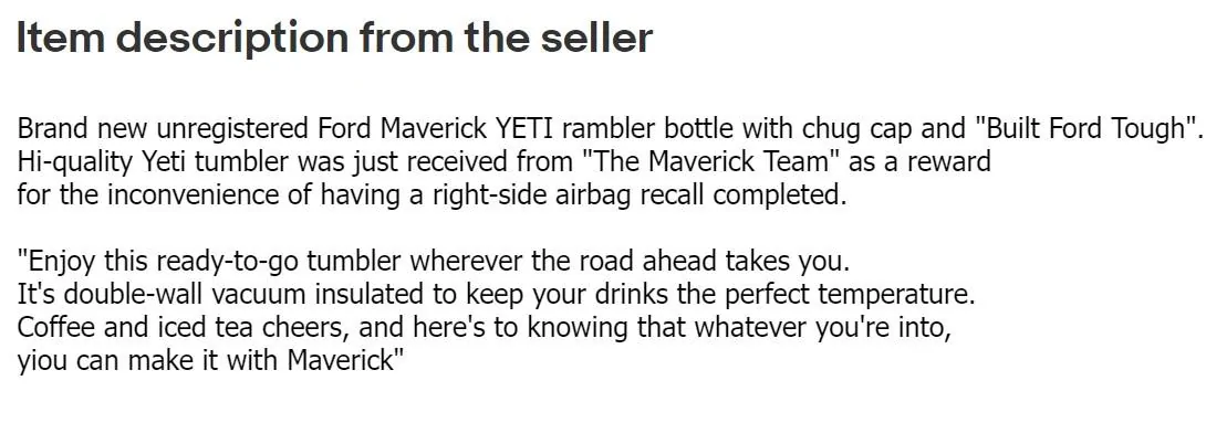 Ford Maverick Look what Ford sent me yeti2
