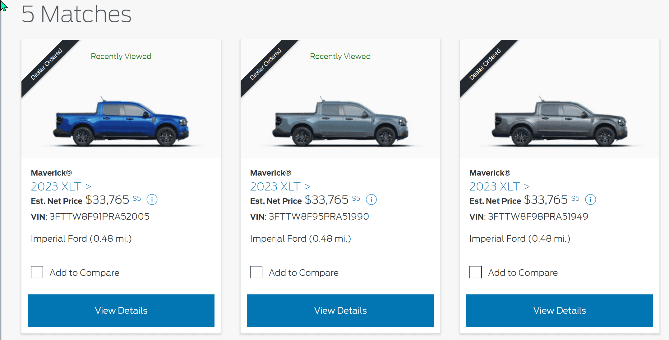 Ford Maverick Dealer Ordered Mavericks in stock? 2023-05-04 18_19_44-Ford Maverick® - Search Inventory