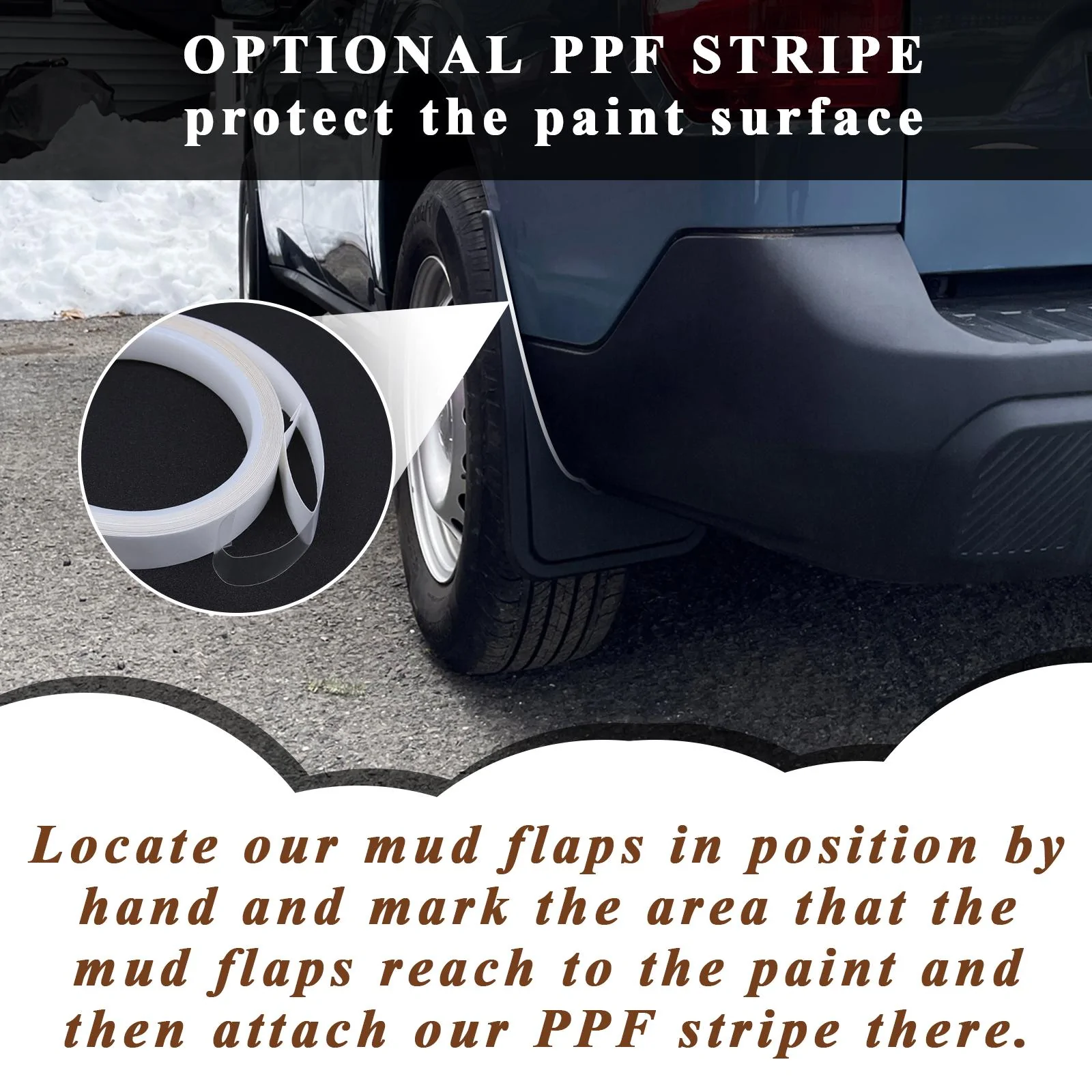 Ford Maverick PPF Stripes for Muslogy Mud Flaps 【UPDATE! INSTALL AREA】 1683344546411