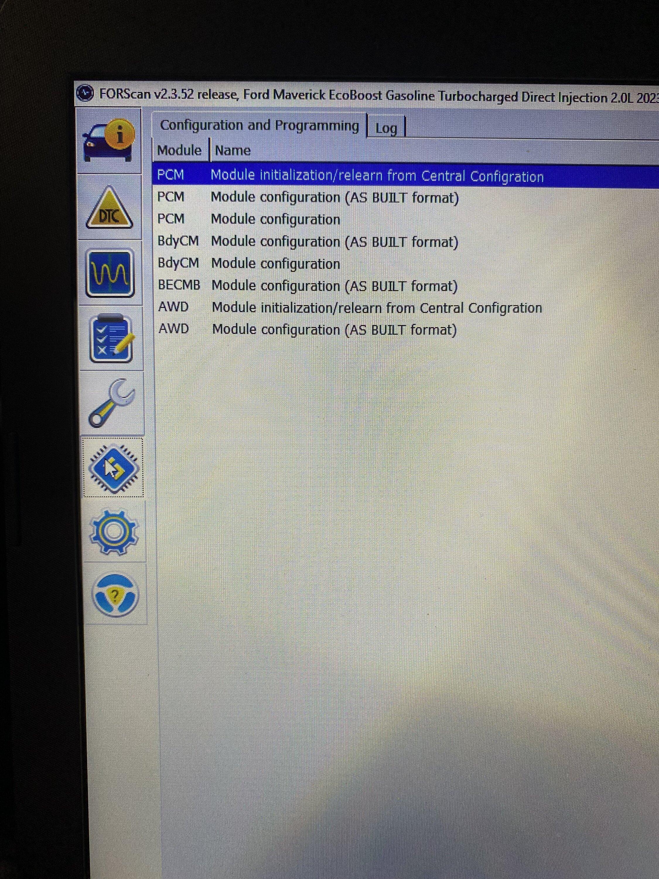 Ford Maverick Problem with Forscan on a Tremor IMG_3076