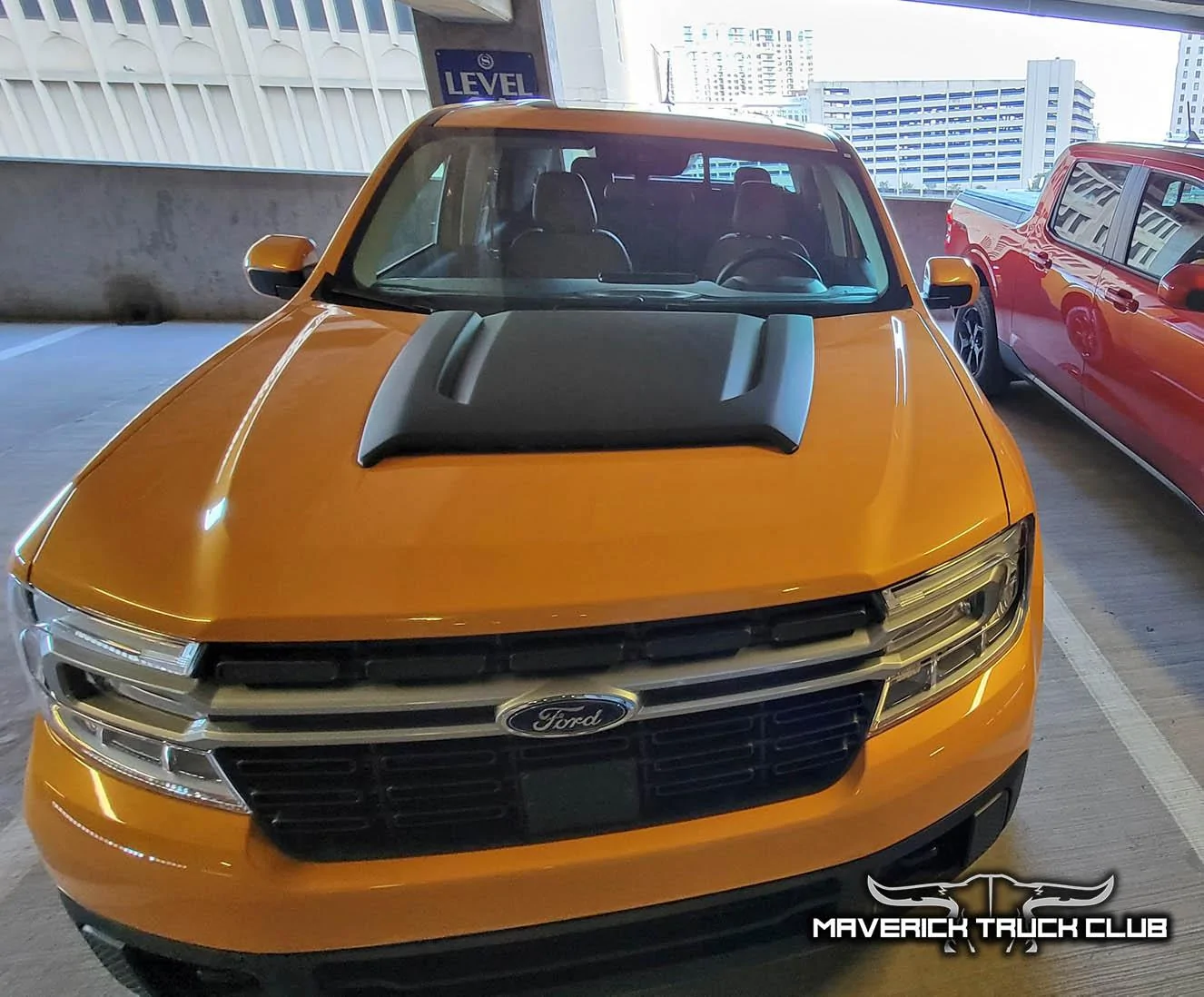 Ford Maverick 🔎 First Looks! 2022 Maverick Ford Accessories: Hood Scoop Kit, Tailgate Applique, Cab Roof Spoiler, Tailgate Spoiler, Yakima Low Profile Bed Rack ick-hood-scoop-kit-satin-black-by-air-design-1-jpg
