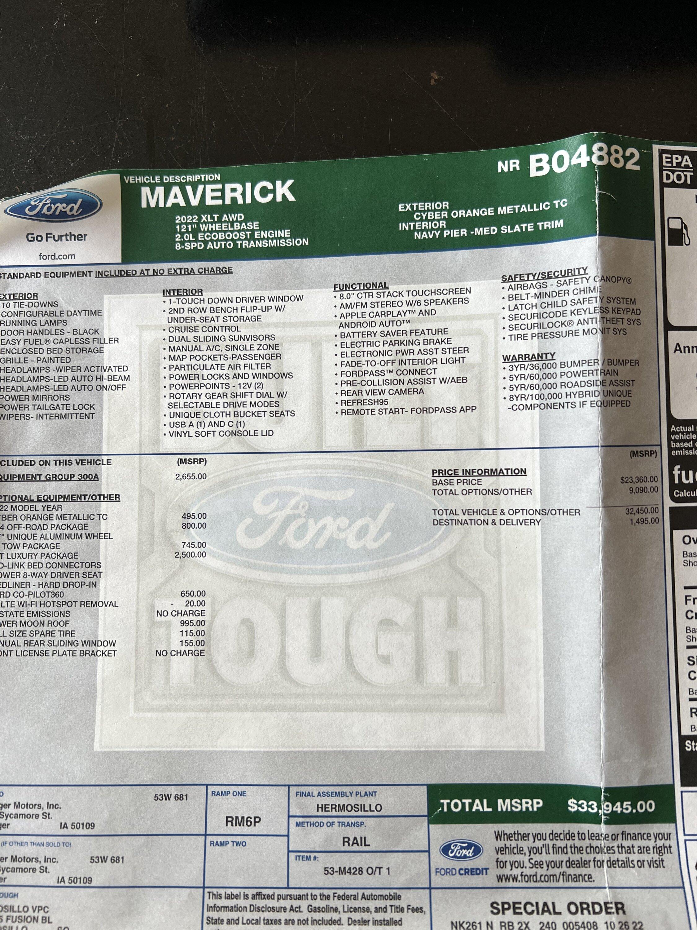 Ford Maverick Fully loaded XLT AWD Maverick 2022 088A9995-CAE0-40C0-BEC3-B43BF3F0A9E2