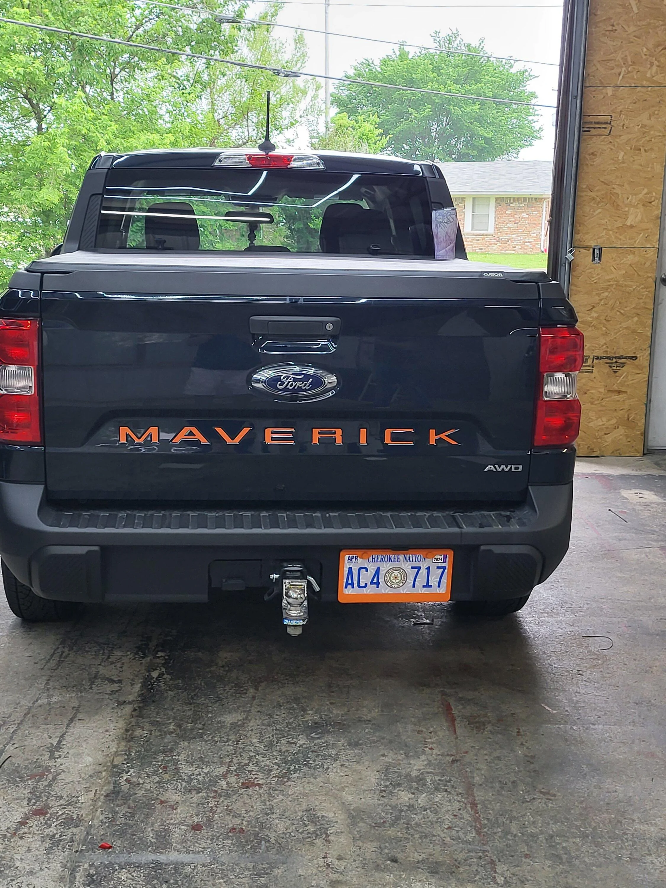 Ford Maverick New Tailgate Orange Lettering on Alto Blue Maverick 20230509_090454