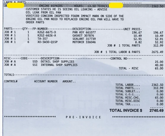 Ford Maverick Oil Leak at 5500 Screenshot 2023-05-10 203721