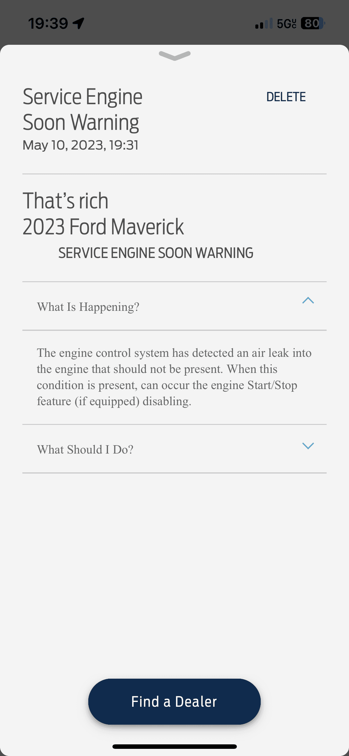 Ford Maverick Check engine light @ 2,600 miles, engine air leak? IMG_7941