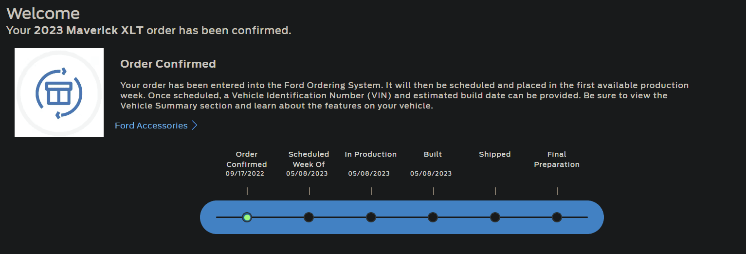 Ford Maverick Order tracking 1683867956589
