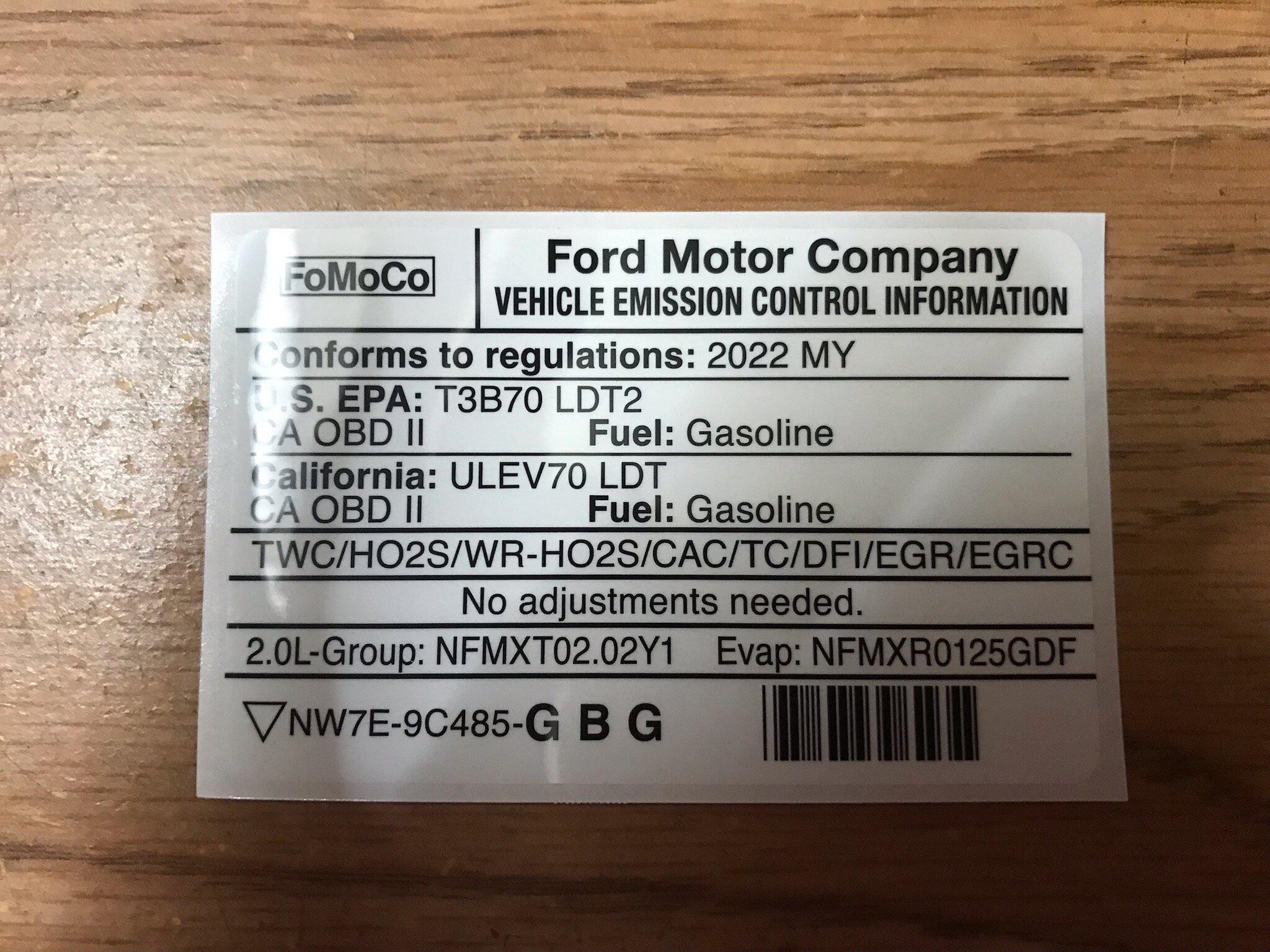 Ford Maverick Wow, Ford Sent a New Label to put on My Maverick for Environmental Compliance TODAY'S PROJECT