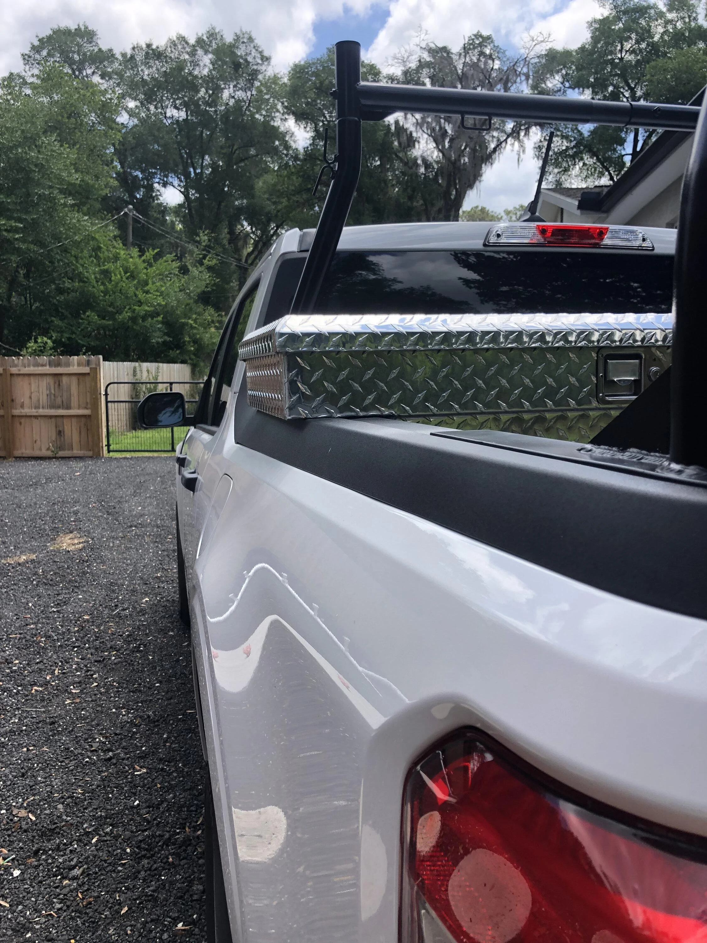 Ford Maverick Tool box, bedliner, and ladder / kayak / lumber / whatever customized rack installed 7