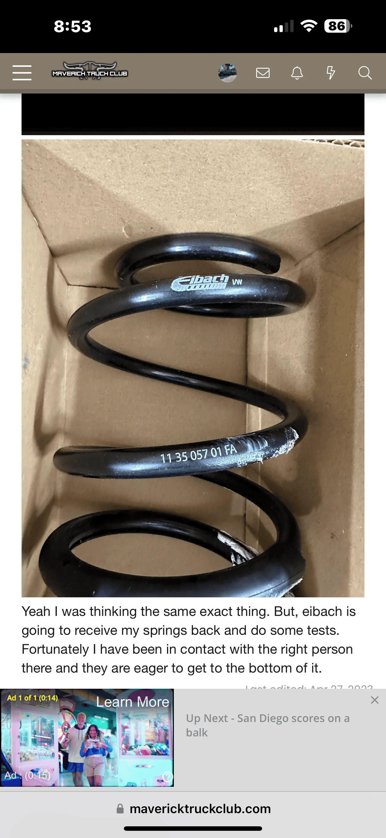 Ford Maverick It's Lowered...But... issues with Eibach lowering springs FCDB4022-075D-4B8C-814E-CA751FA3D0B3