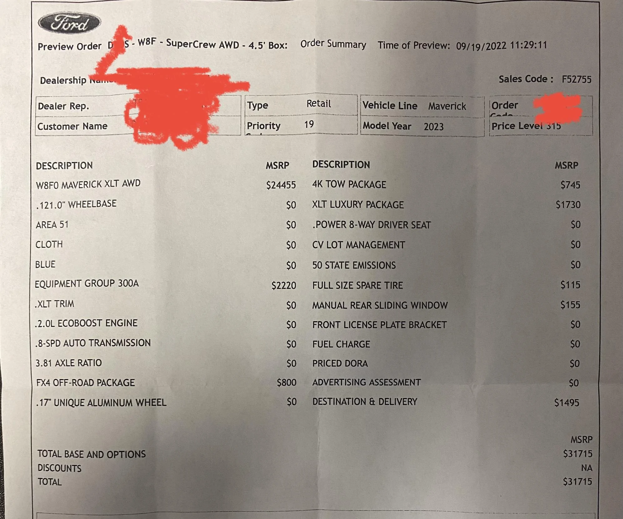 Ford Maverick Dealer says Ford was not accepting Lux Package or CoPilot360 Orders 1684444704391
