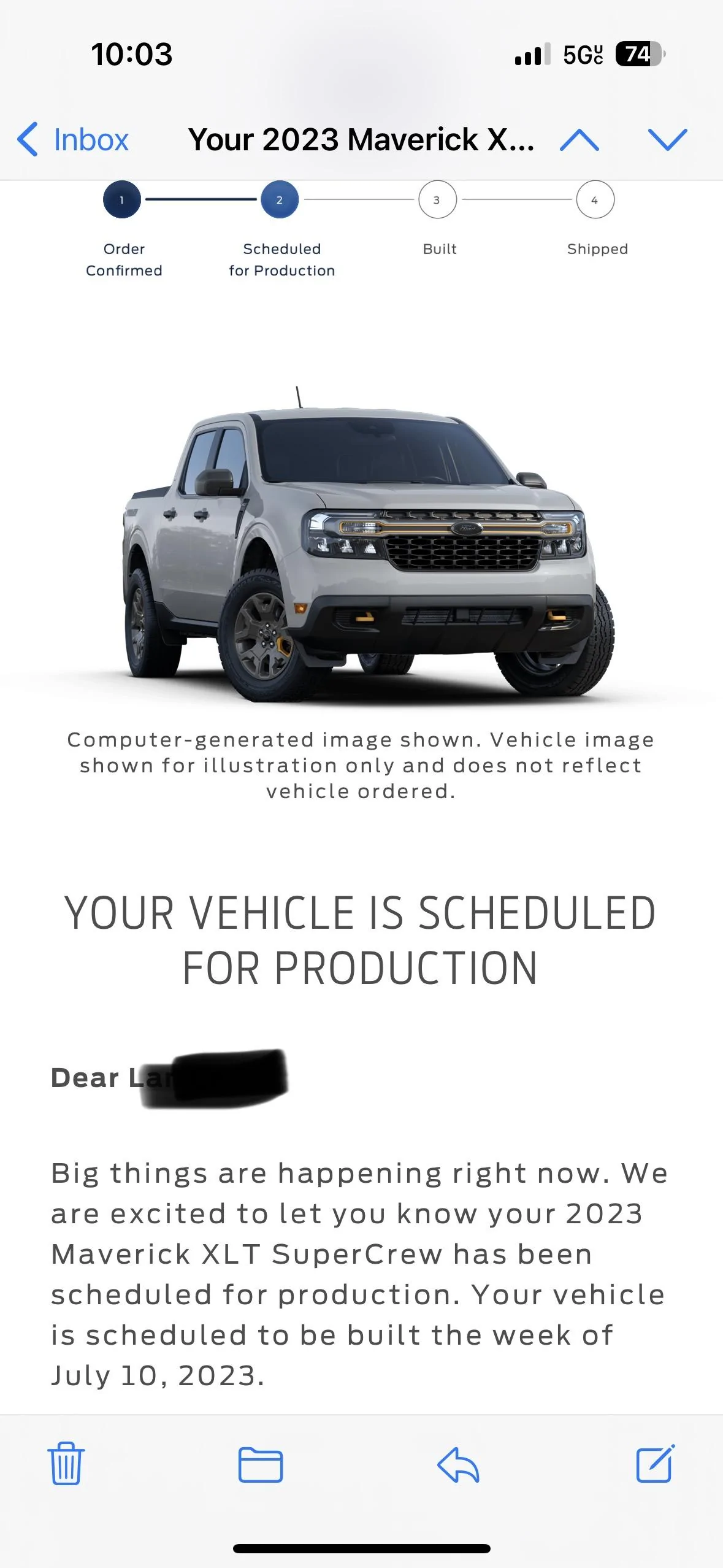 Ford Maverick 📬 5/18/23 Scheduling Email Received Group [EMAILS NOW ARRIVING] IMG_5868