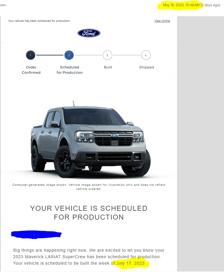 Ford Maverick 📬 5/18/23 Scheduling Email Received Group [EMAILS NOW ARRIVING] 1684619014548