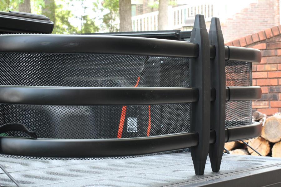Ford Maverick Bed extender with gutter guards mesh installed RivrMav Extender