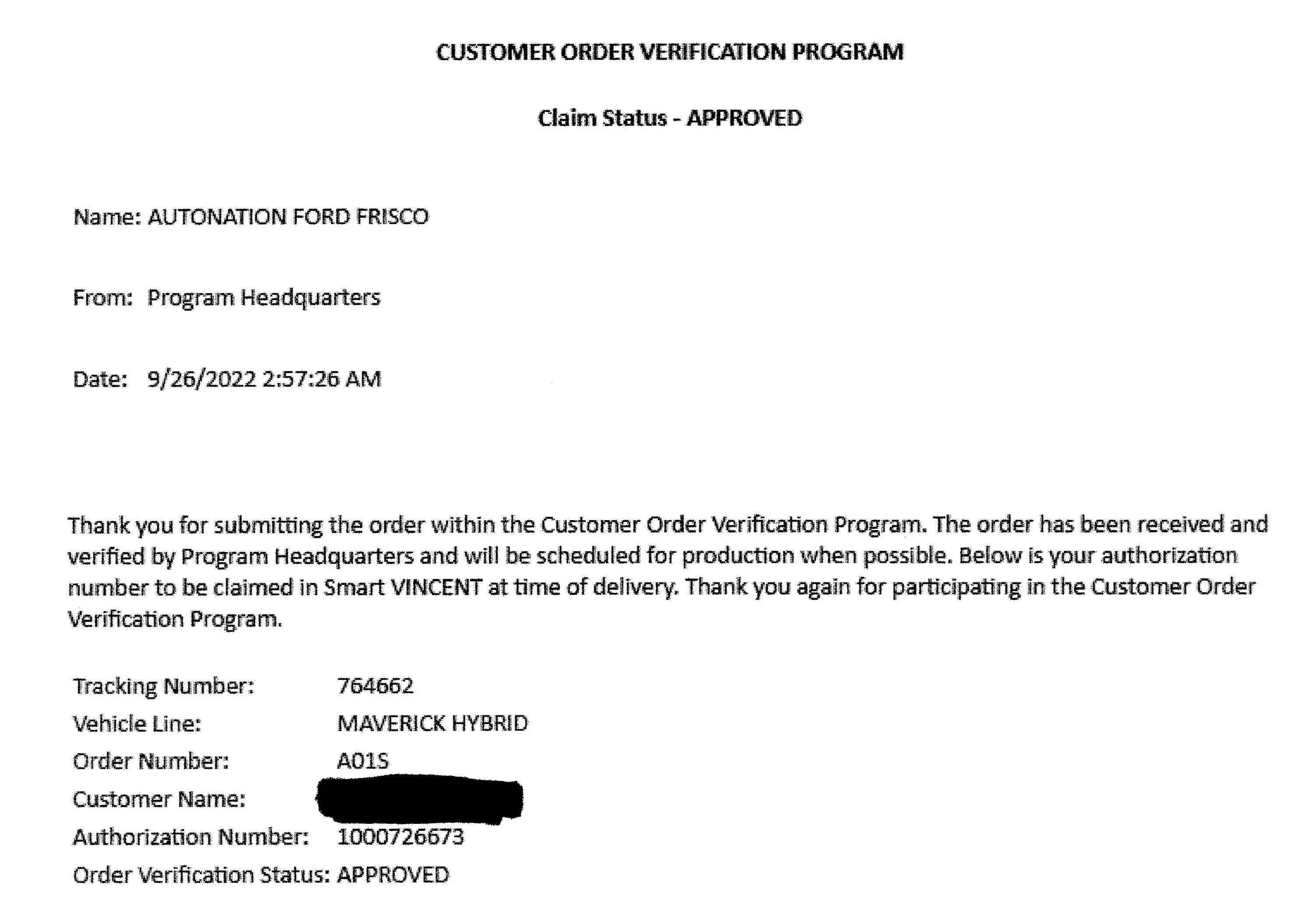 Ford Maverick COVP NEEDED FOR ALL RETAIL ORDERS BY 6/2 COVP cropped