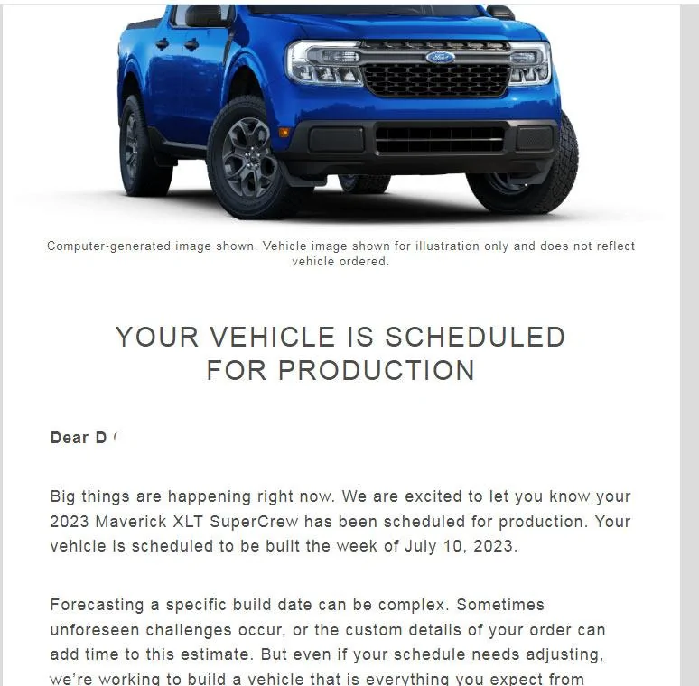 Ford Maverick Order tracking, is this NORMAl? email