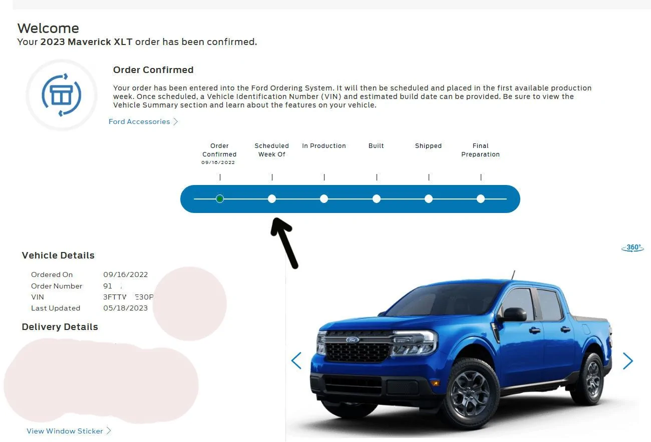 Ford Maverick Order tracking, is this NORMAl? track