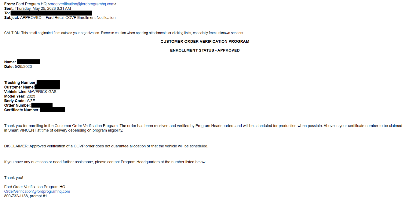 Ford Maverick COVP NEEDED FOR ALL RETAIL ORDERS BY 6/2 covp.PNG