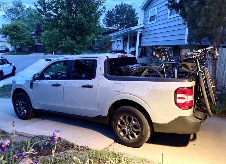 Ford Maverick Tailgate pad, single mountain bike, and hard roll-up tonneau - results IMG_4717