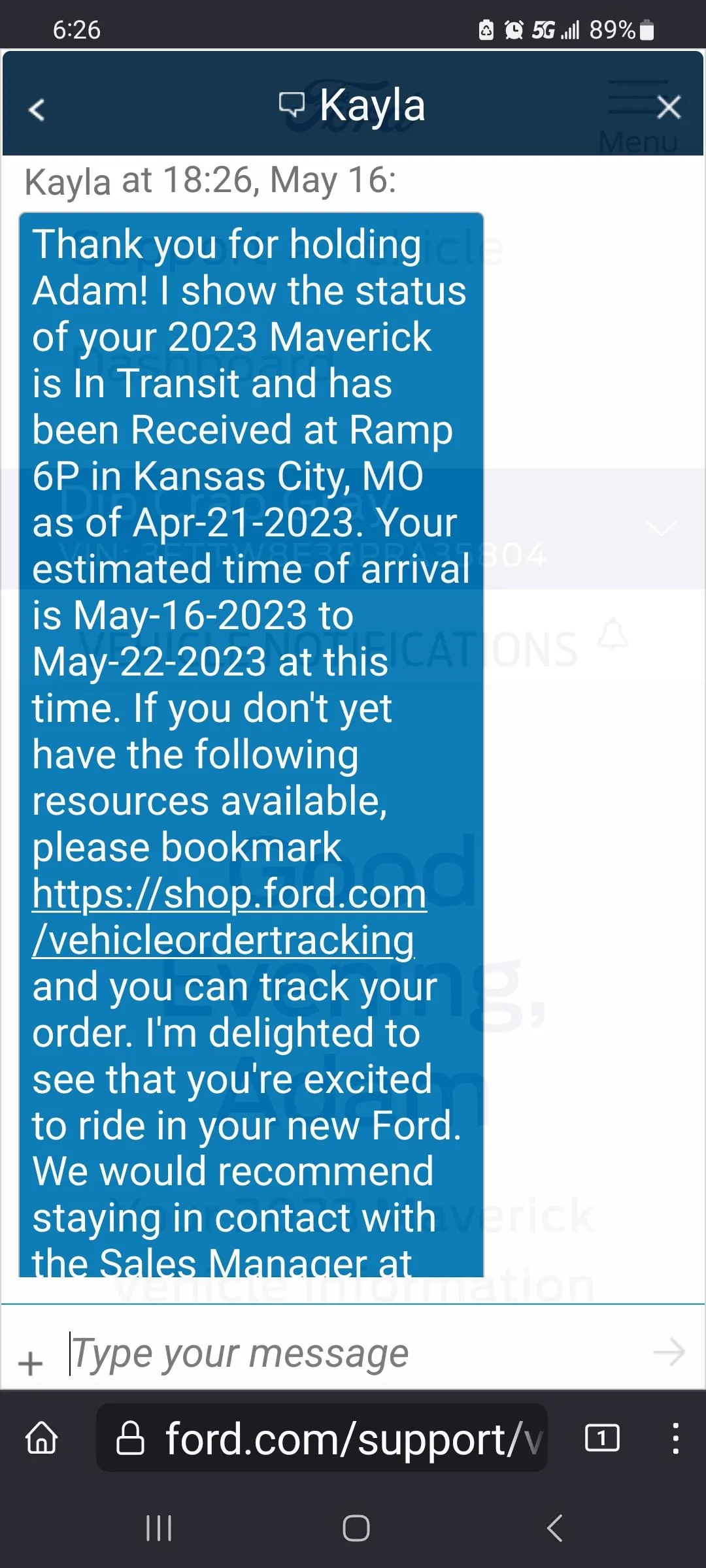 Ford Maverick Built a month ago, still not shipped Screenshot_20230516_182628_Firefox