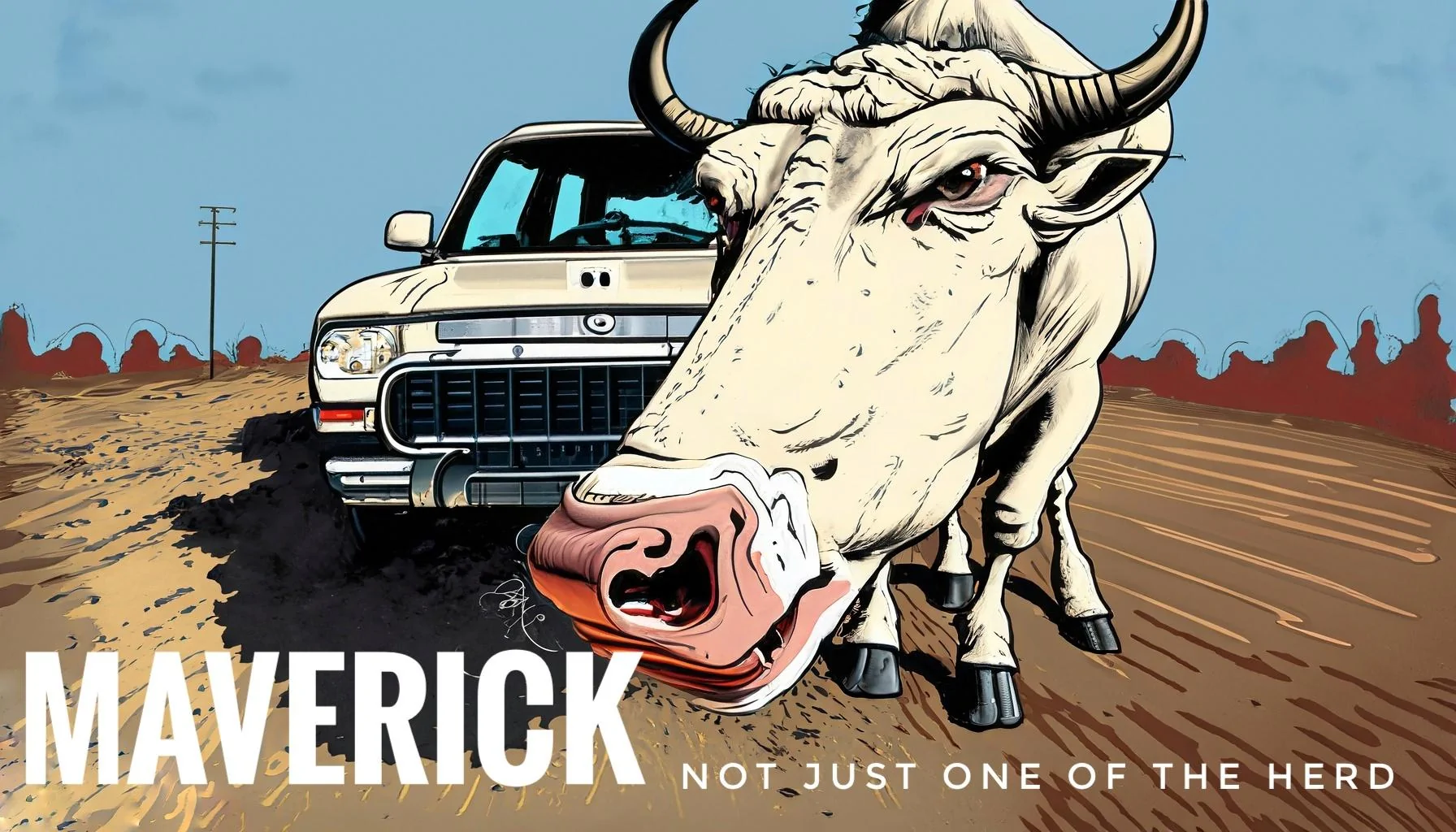 Ford Maverick Gettin' Arty with It Firefly An angry bull paws at the ground and snorts ring in his nose A Ford Maverick pickup s