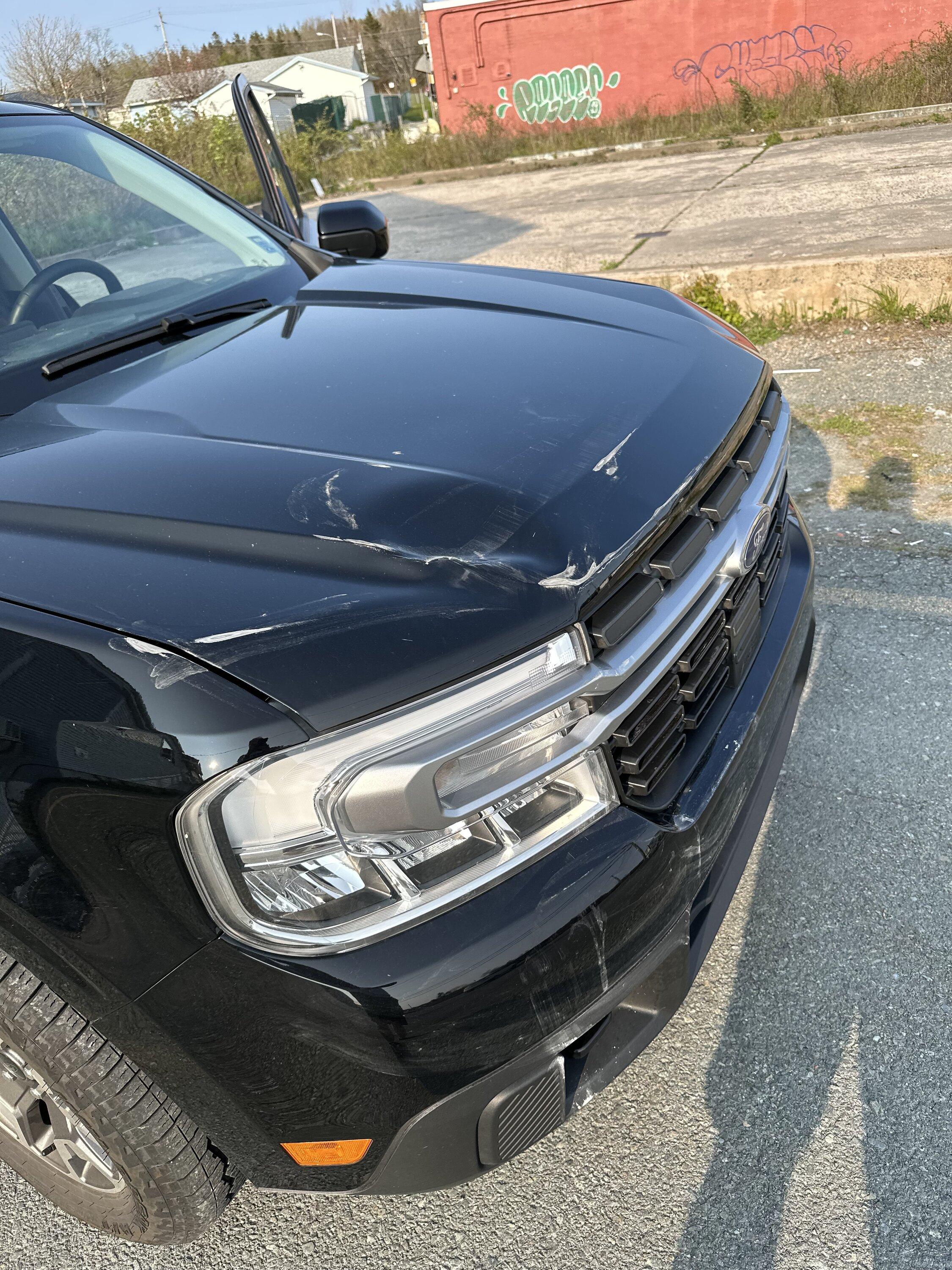 Ford Maverick Bad day. Need new hood. 70622384816__D6B8C48F-BB28-4C0A-9D5C-2C83290E0267