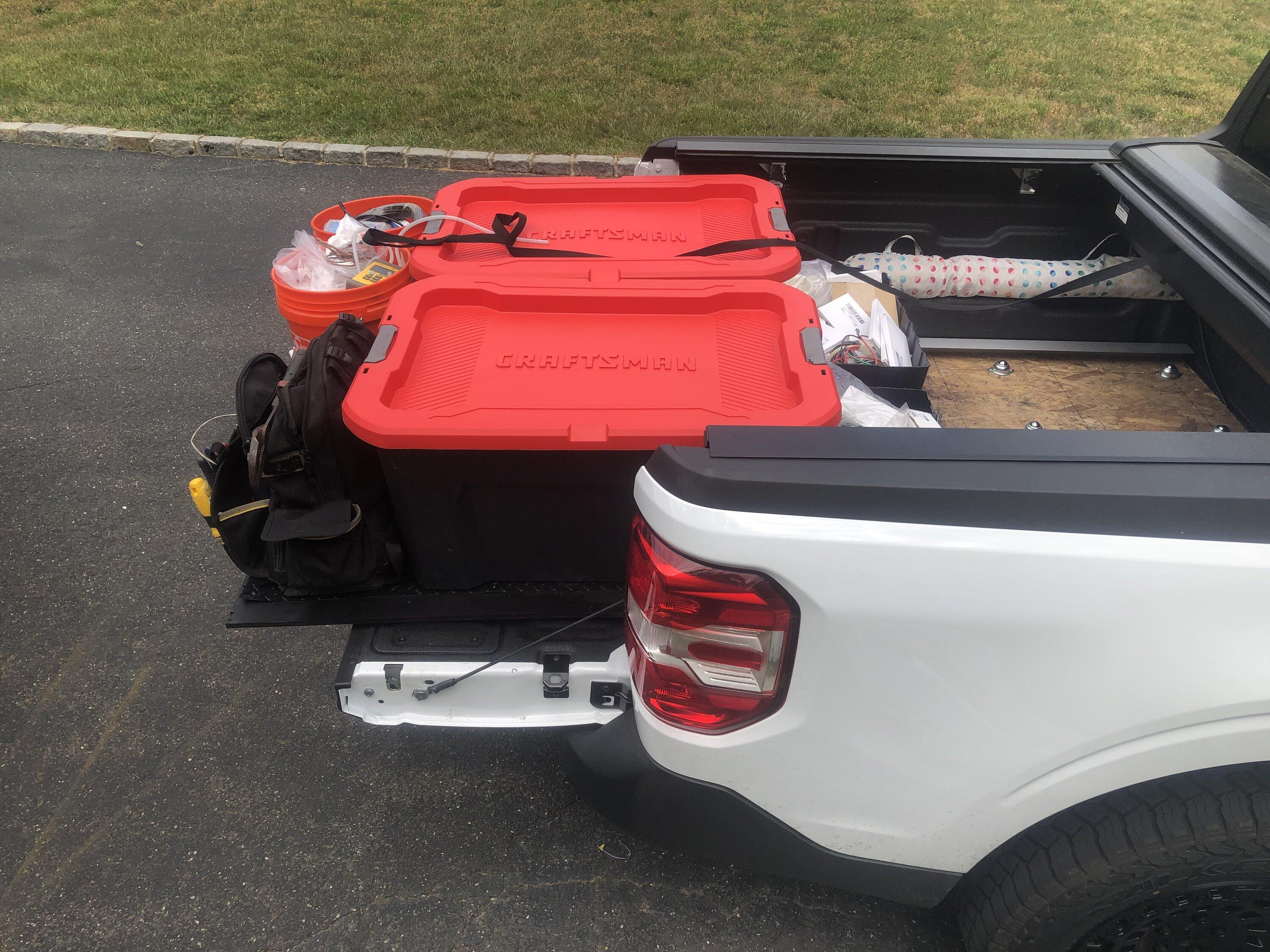 Ford Maverick DIY bed slide using conveyer rollers IMG_2410