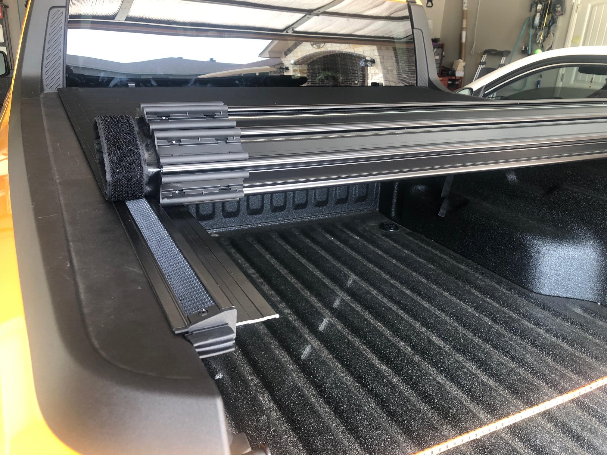 Ford Maverick Best hard rolling tonneau cover? Bed cover open.JPG