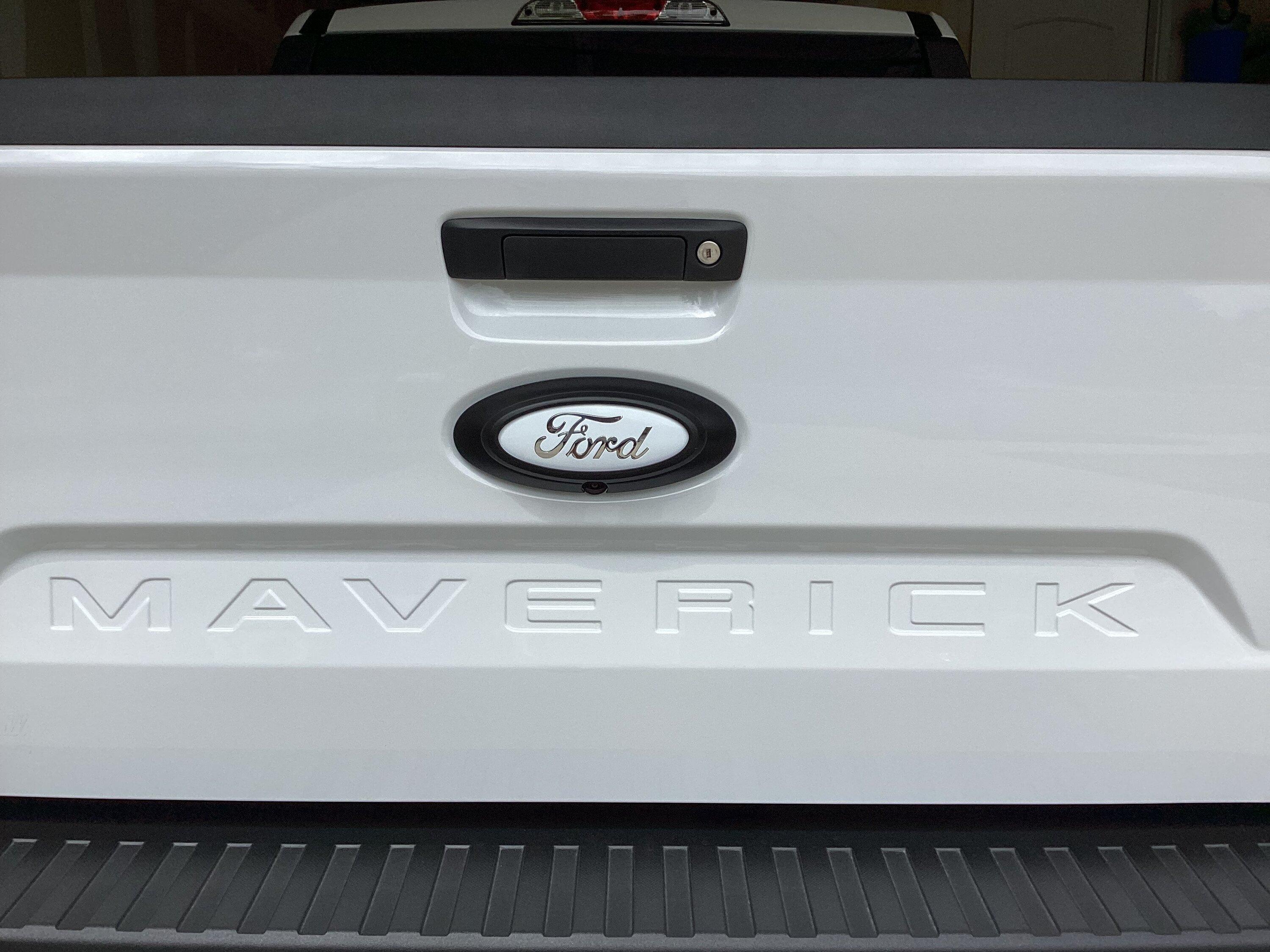 Ford Maverick Rear badge housing- chrome to black IMG_0148