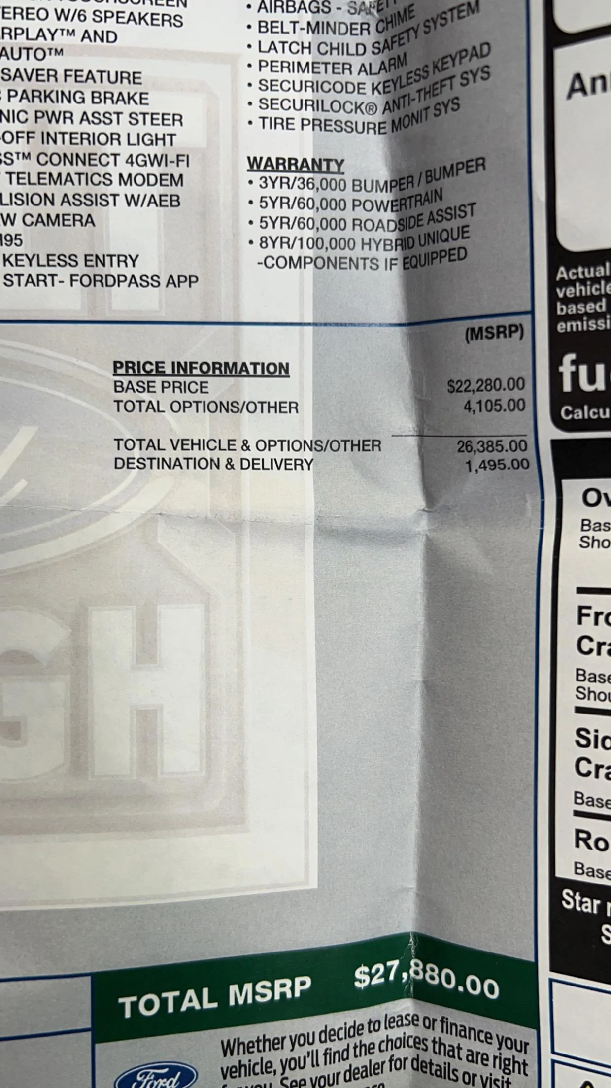 Ford Maverick Is everyone paying destination fee?  I just read about the warranty options IMG_3370