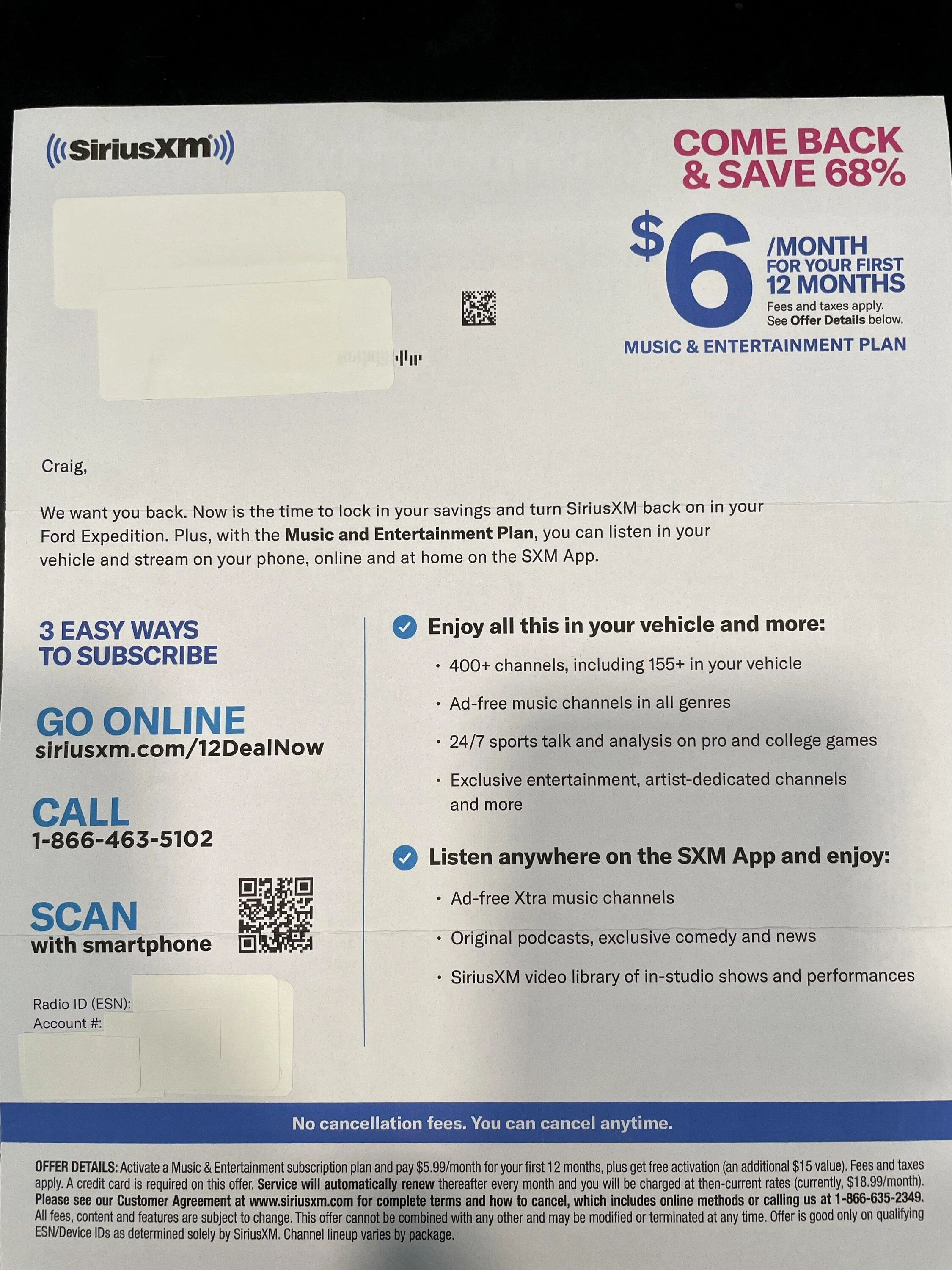 Ford Maverick Maverick Nav and Sirus prepaid subscriptions IMG_6270