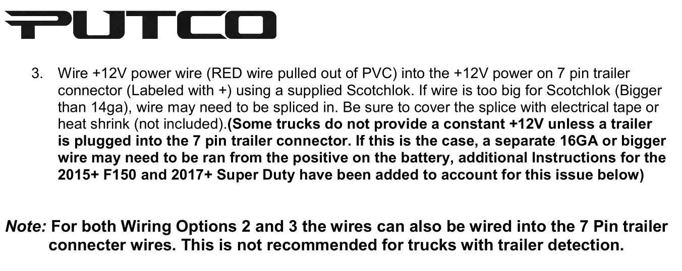 Ford Maverick Ford LED Tailgate Lightbar Installed Putco - Cut RED Wire w Heat Shrink -2 - 9209I Instruction Sheet