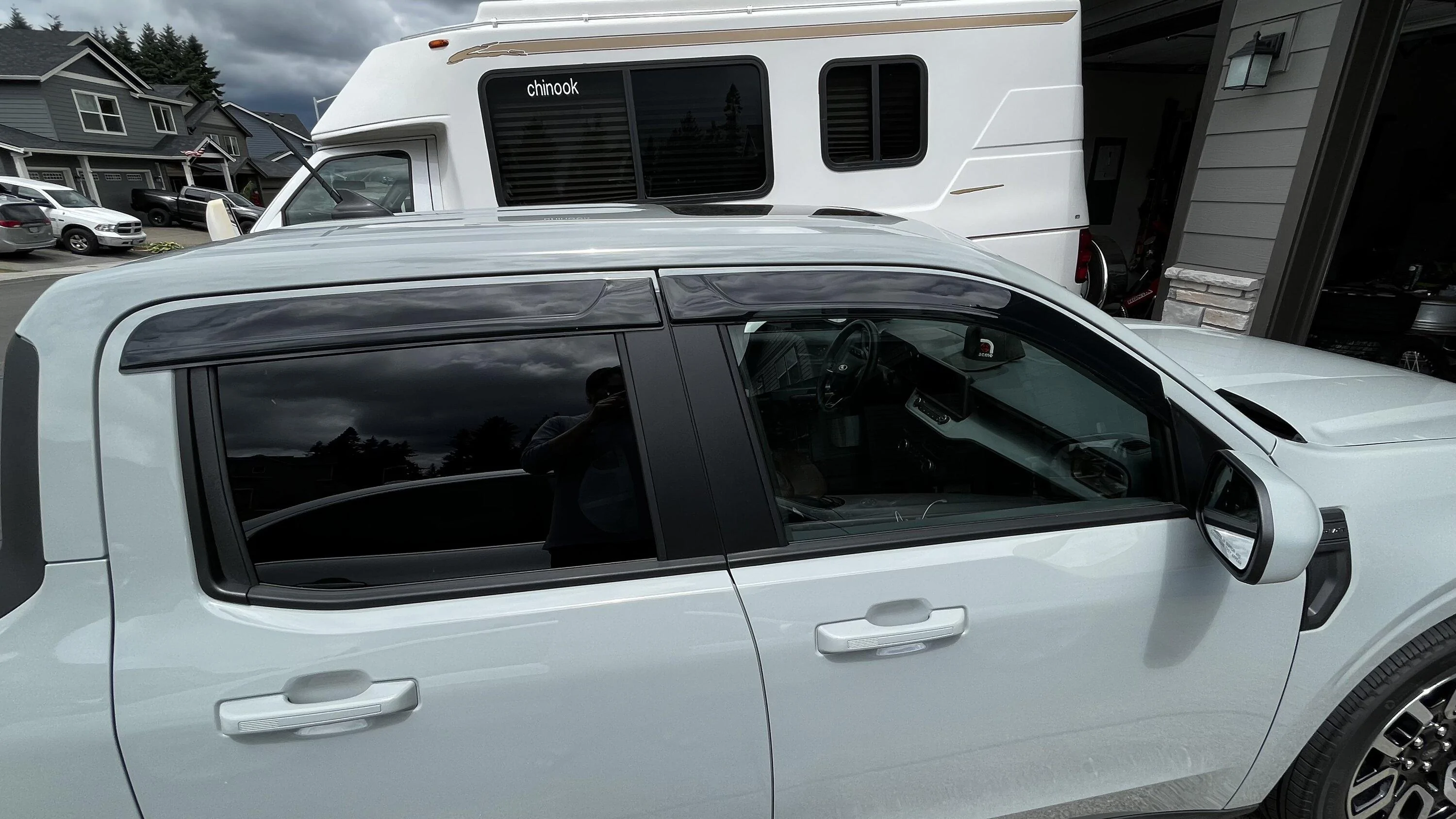 Ford Maverick Installed Ford Accessory Window Visors and Hood Deflector IMG_0070