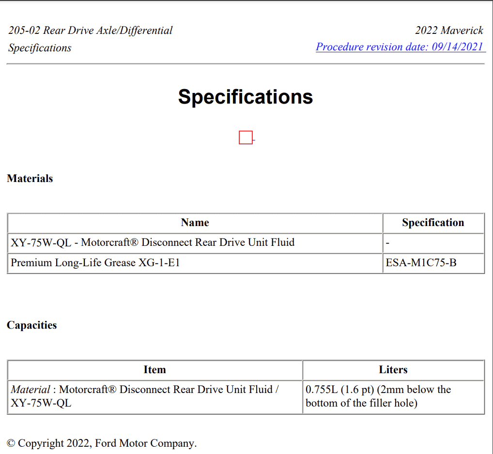 Ford Maverick Rear FX4 Differential Fluid image_2023-06-20_184537043