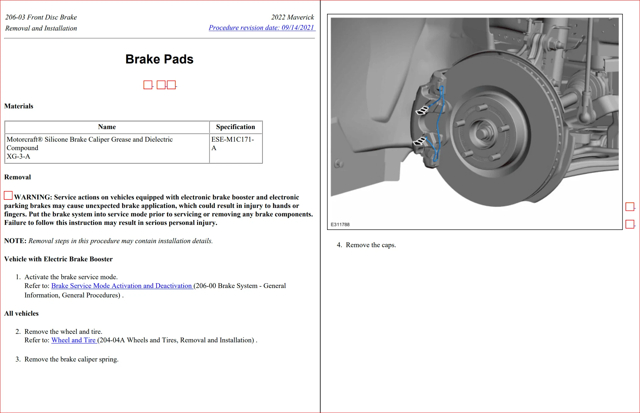Ford Maverick Brake pad replacement process Front 001