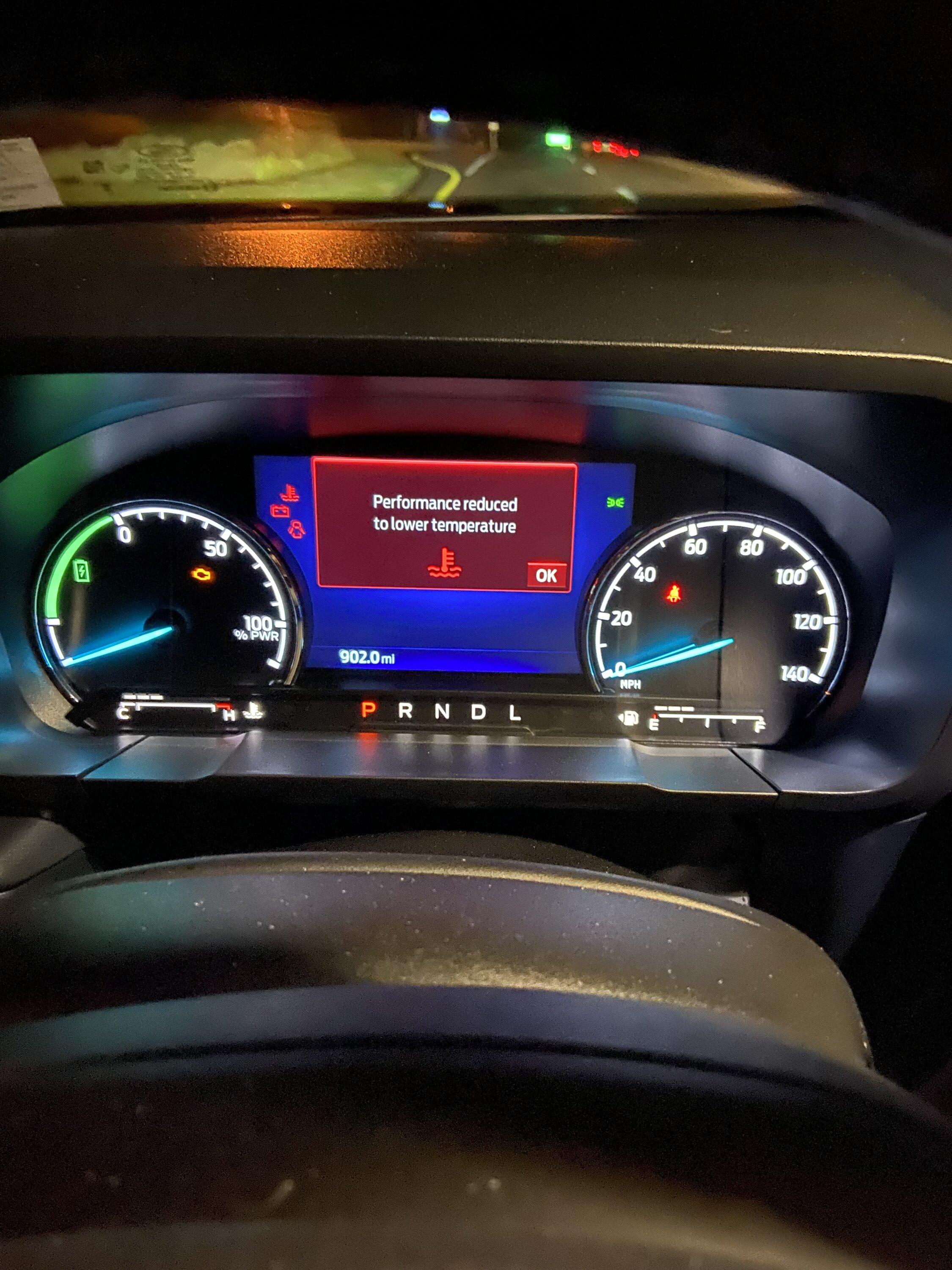 Ford Maverick Hybrid system overheated.. "Performance reduced to lower temperature" IMG_4975