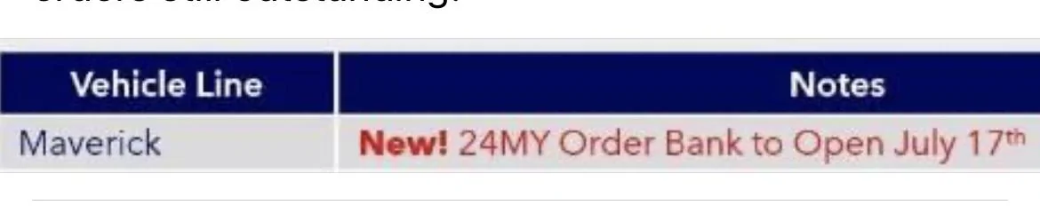 Ford Maverick Official Update: 2024 Maverick order banks will open July 17 IMG_3972